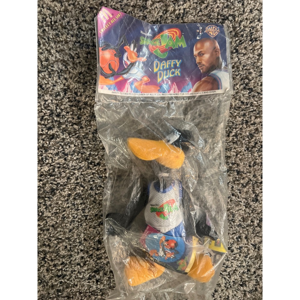 Vintage 1996 McDonalds Space Jam Daffy Duck Plush Toy New Sealed Happy Meal‎